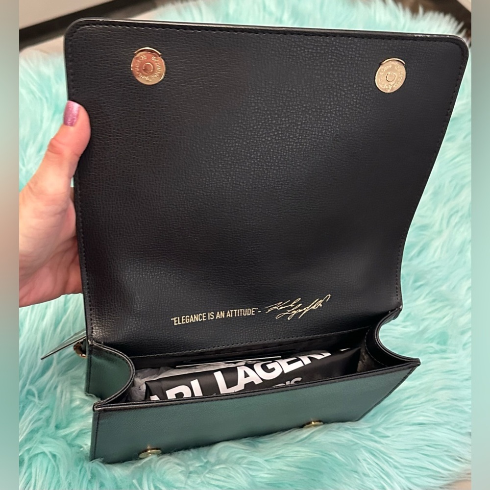 Karl Lagerfeld Paris Black Embellished Women's Handbag NEW! FIRM 65% OFF! - Picture 9 of 12